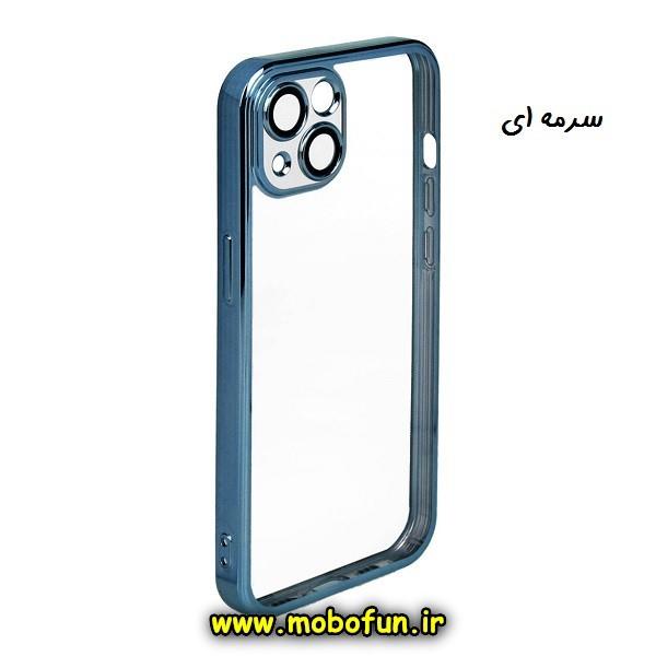 قاب گوشی iPhone 13 آیفون طرح ژله ای الکتروپلیتینگ محافظ لنز دار اورجینال یونیک کیس Unique Case سرمه ای کد 82